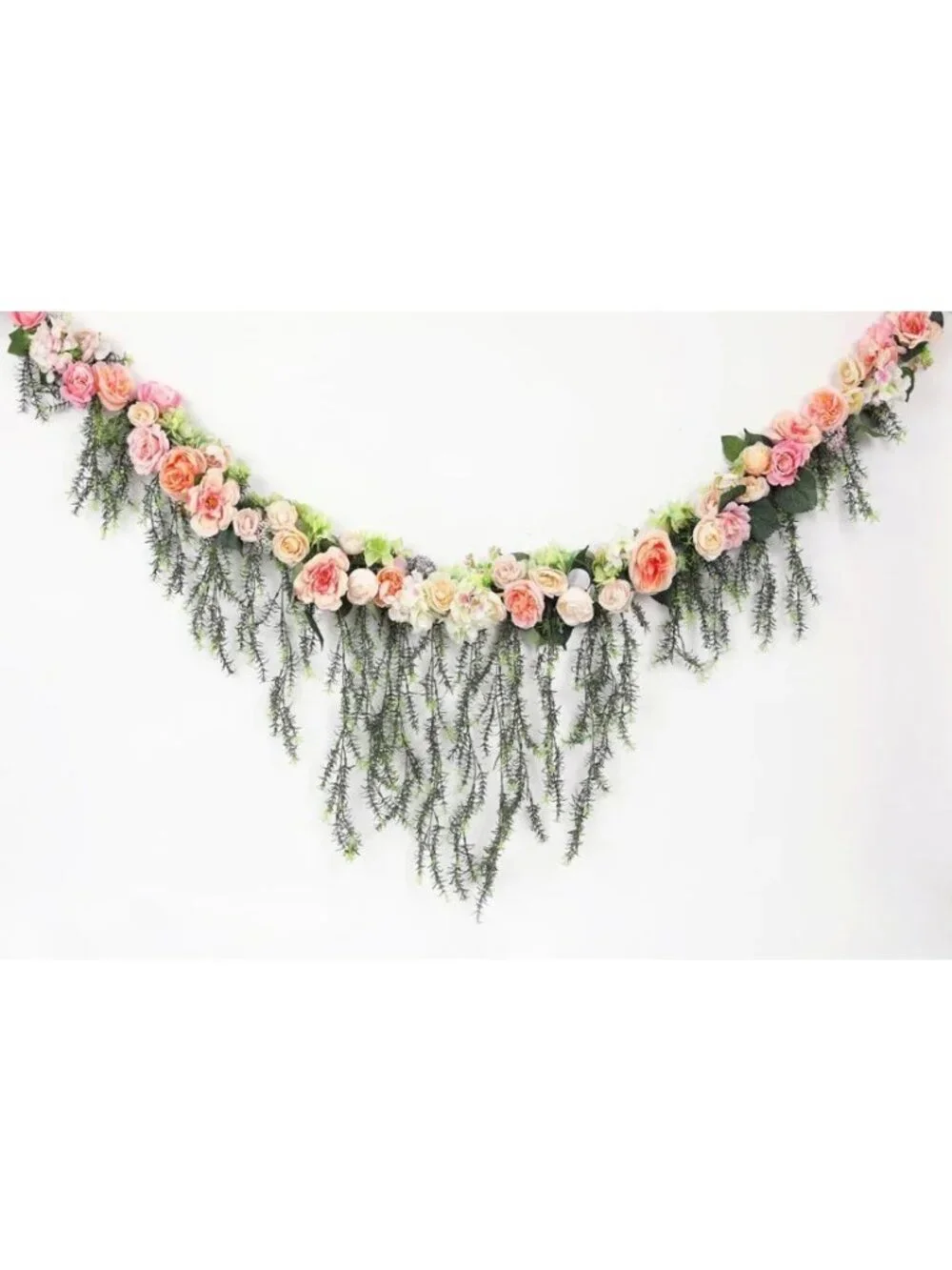 Kate Backdrop Rose Spanish Moss Garland Swag Ivory Wrinkle Free Washable 5' x 7'